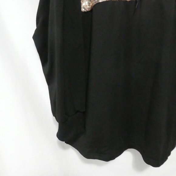 SHEIN - Curve | 2XL | Contrast Gold Sequin Drop Shoulder Drawstring Black Hoodie - Picture 8 of 16